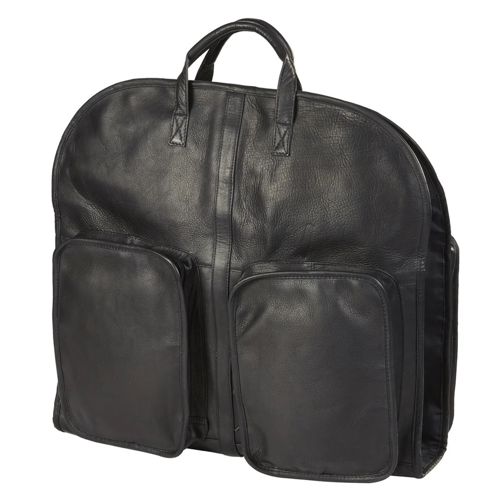 Clava Slim‎ Leather 
 Black Garment Bag - Men's Travel Carry Case
